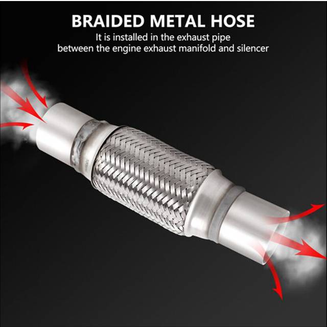 2 Pcs Exhaust Flex Pipe Stainless Steel Double Braid 2 X 6 Inch with Ends 10 Inch Long
