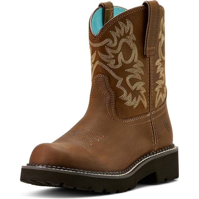 Women's Fatbaby Western Boots in Sassy Brown Leather, B Medium Width, Size 6.5, by Ariat