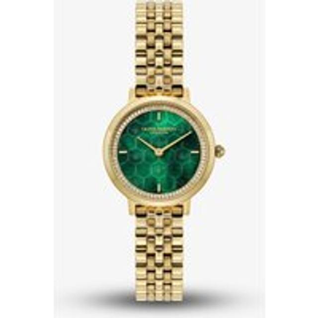 Olivia Burton Ultra Slim Honeycomb Bracelet Strap Watch, Green/Gold