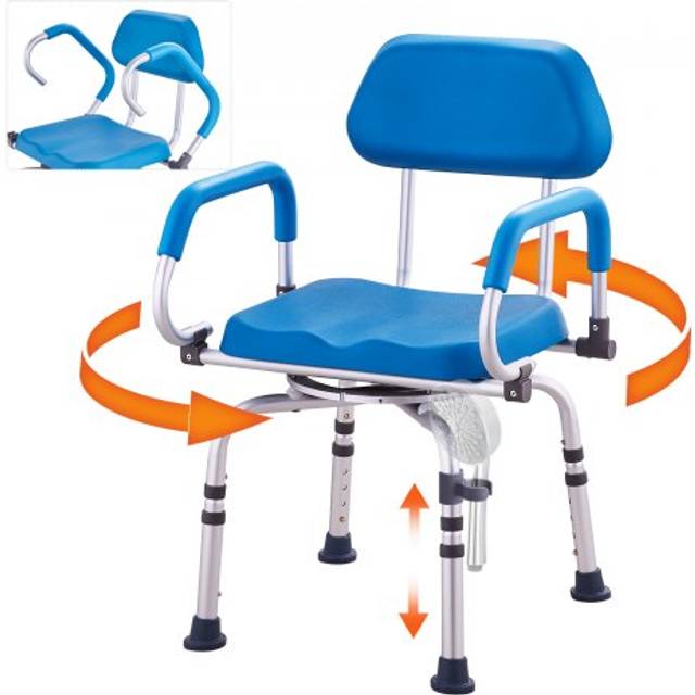 VEVOR Duschstuhl Drehbarer Duschsitz Schwenkbares Armlehne Gepolstert 136kg