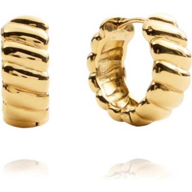 Curved ribbed earring gold