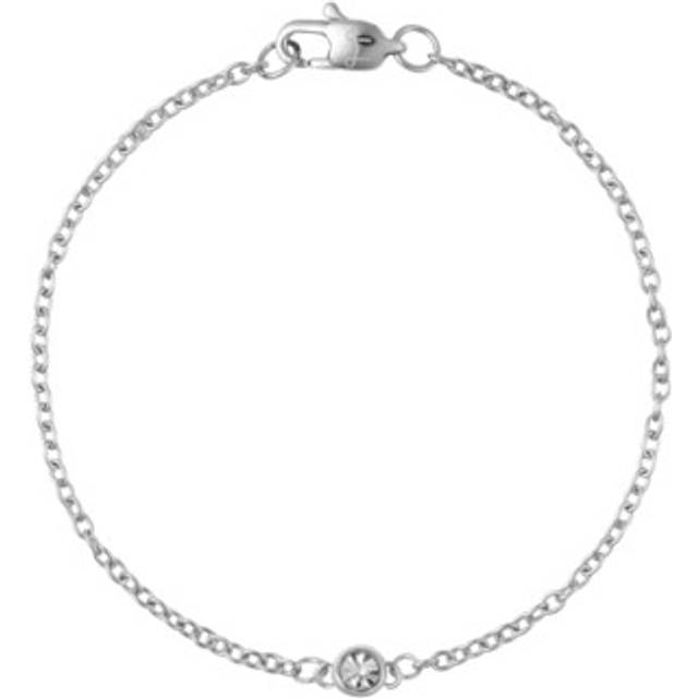 Thin diamond small bracelet silver