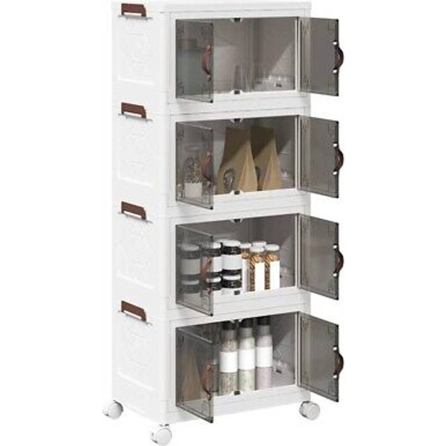 vidaXL Stackable Storage Box with Wheels 4-Tier 28 L 48x29.5x112.5 cm