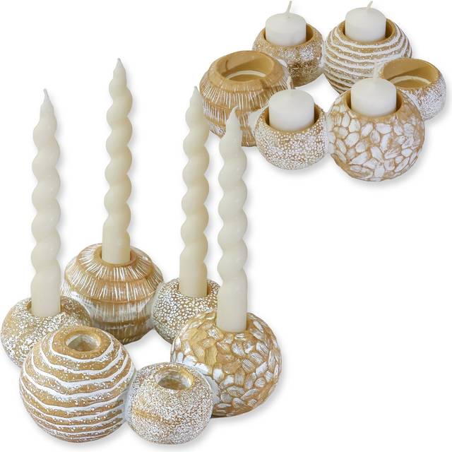 Candle Holder Centerpiece (2-in-1) 6 Gold Ball Set