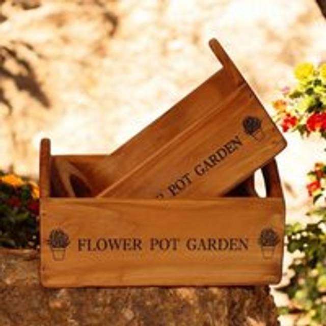 'Flower Pot Garden' - Flower Planters (Set of 2) - Wood