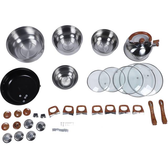 Stainless Steel Cookware Set Multifunctional Wooden Grain Kitchen Cookware Pots Pans Set with L