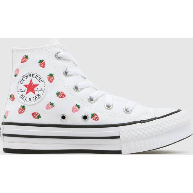 Converse Junior Hi Trainers - White/Soft Red/Watermelon Pink, White/Soft Red/Watermelon Pink, Size 2 Older