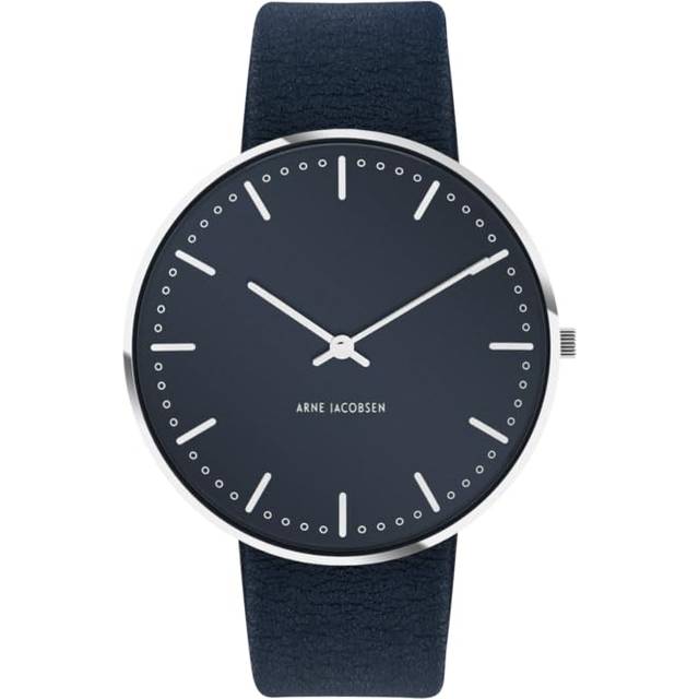 ARNE JACOBSEN Watch 40mm Scandinavian Design Daily Waterproof Design without Second CITYHALL Oxford Blue Leather (Quiet Hand) 53206-2004SP oxford blå färg