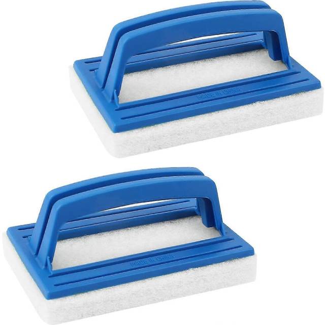 (As show, One size) 2 Pieces Pool Wall Brush, Sponge Pool Scrubbing Brush Soft Hot Tub Cleaning Brush Pool Sponge Cleaner With Handle (white)