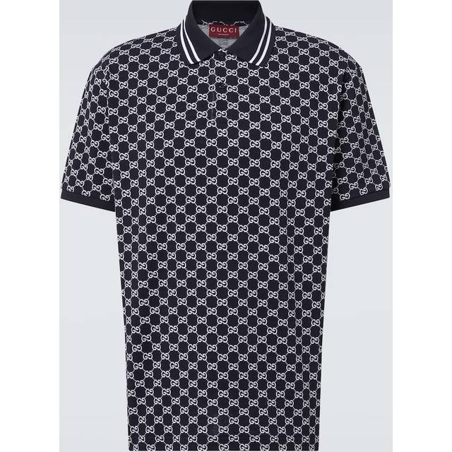 GUCCI Gg Piquet Jacquard Polo Shirt - Blue
