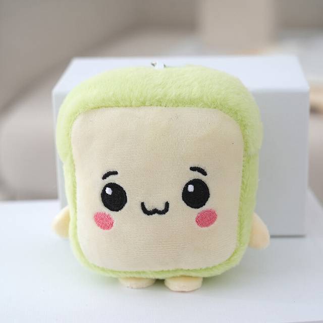 (Green) Keychain Delightful Plush Character Cute Bread Shape Bag Hanging Toy Lovely Accessory For Bags