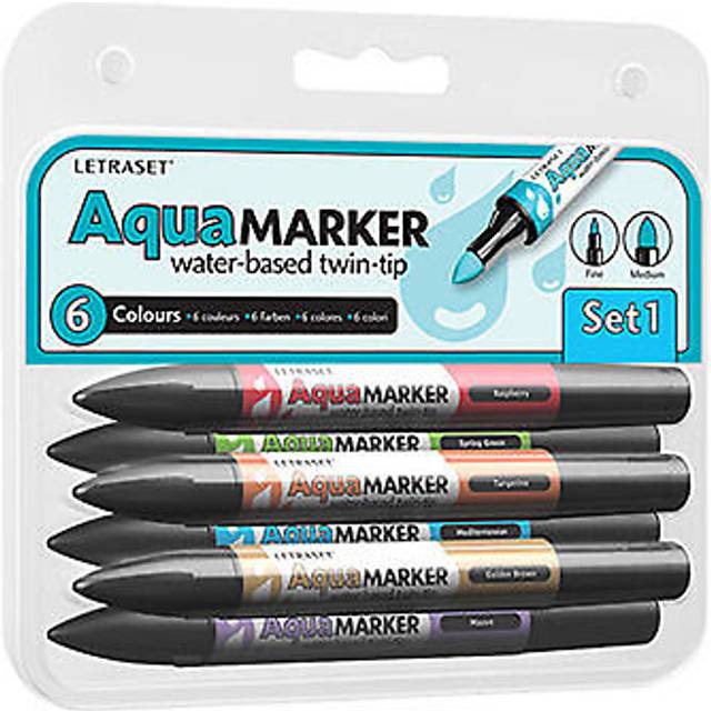 Letraset Aquamarker 6 Pen Promarker Aqua Marker Set 1