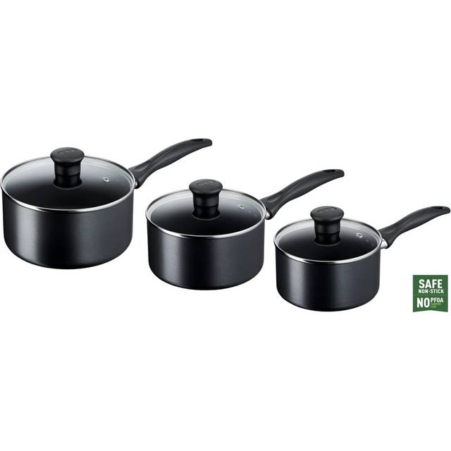 Tefal Cookware Set, Saucepans, Induction, Black, 3 Pc Set