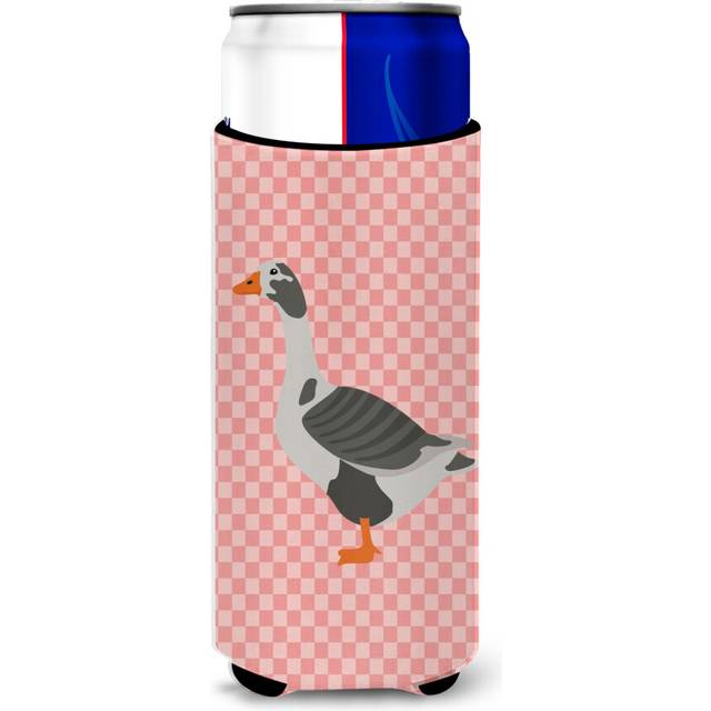 Caroline's Treasures West of England Goose Pink Check Decorative Can Hugger  Slim  Multicolor