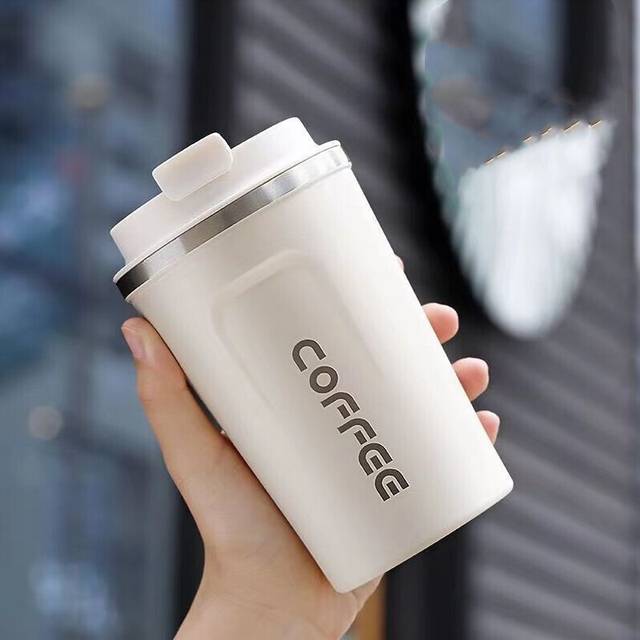 (White) Insulated Travel Coffee Mug Cup Thermal Stainless Steel Flask Vacuum Thermos