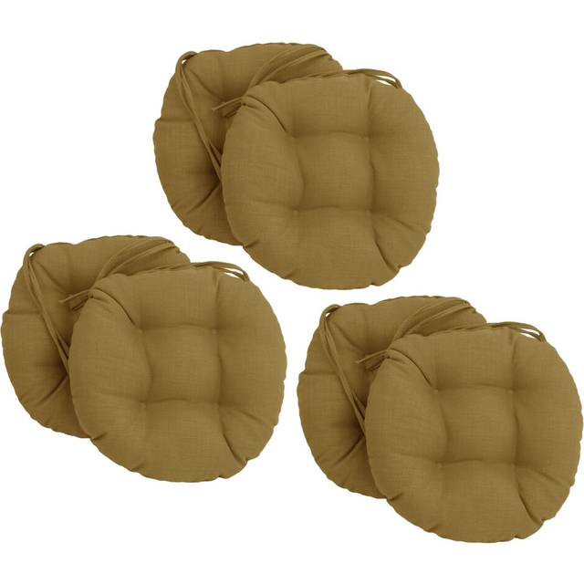 Blazing Needles 16-inch Solid Round Tufted Outdoor Chair Cushion, 16 x 16, Wheat 6 Count