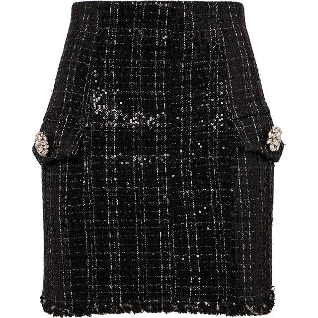 Glittered Tweed Mini Skirt - Black (34 - 36)