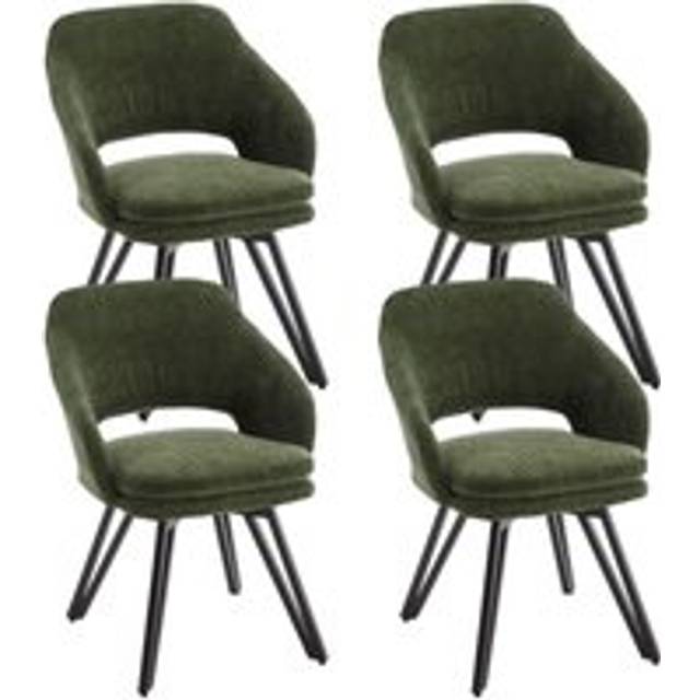 Dining Chairs Set of 4 in Chenille Corner Chairs Upholstered Swivel Leisure Chairs with Armrest for Kitchen Living Room, Green, Wahson