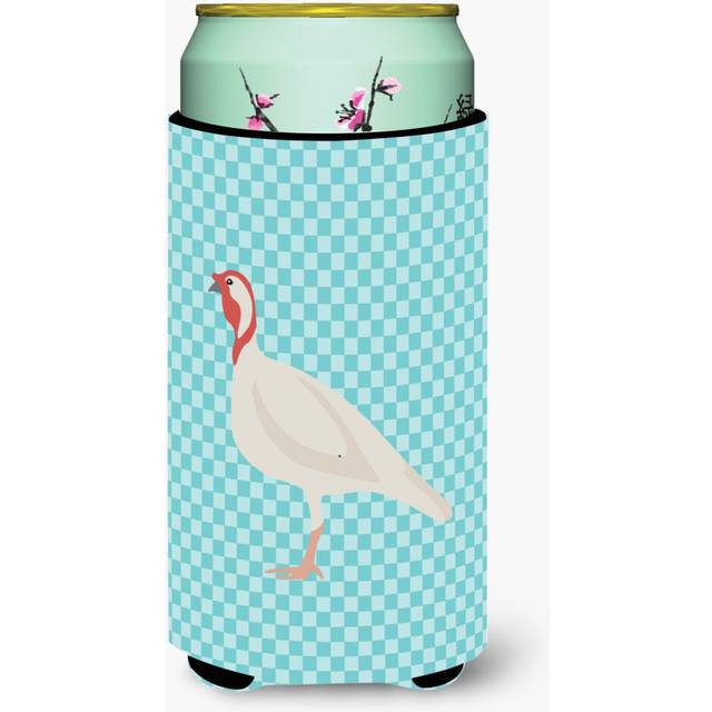 Caroline's Treasures Beltsville Small White Turkey Hen Blue Check Decorative Can Hugger  Tall Boy  Multicolor