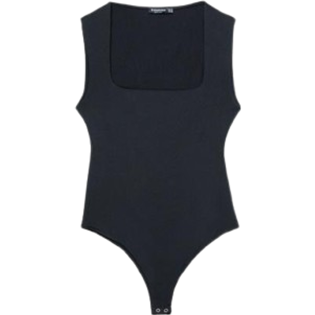 Stradivarius Polyamide bodysuit with square neckline Black XL