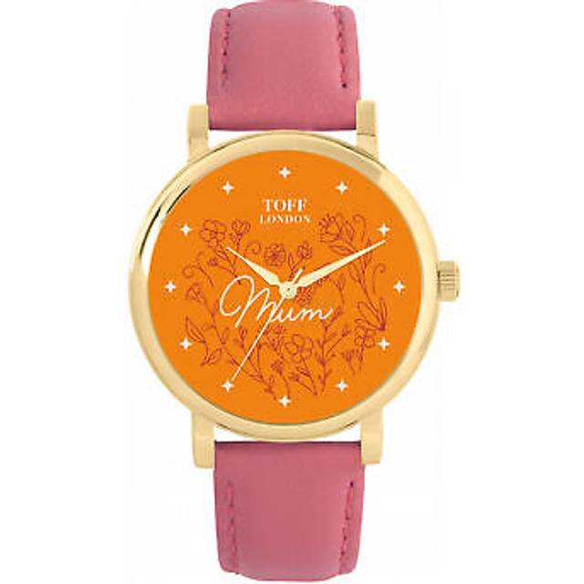 Toff london tlws-30833 ladies orange flowers mum watch