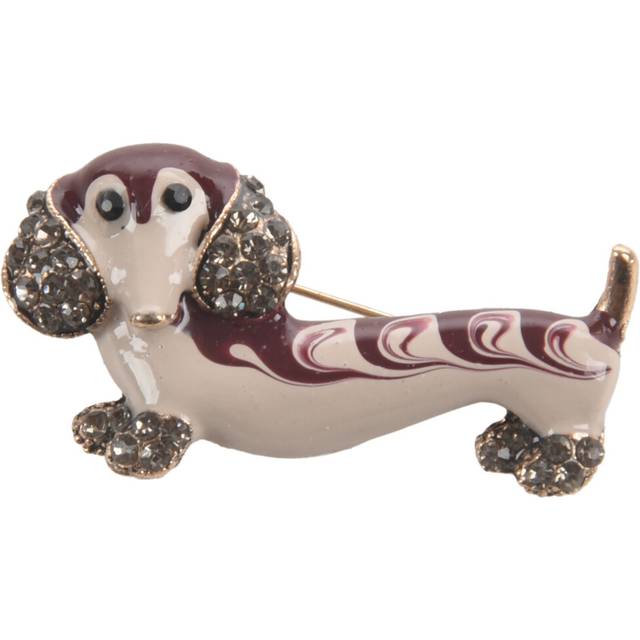 1 Pcs Cute Shiny Rhinestone Dachshund Dog Romantic Brooch Pin Women