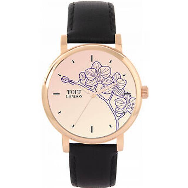 Toff london tlws-17467 ladies purple orchid flower watch