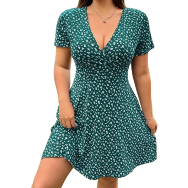 SHEIN Plus Size Casual Holiday Floral A-Line Dress, Summer,Beach Dress Sundress,Holiday Outfits Boho