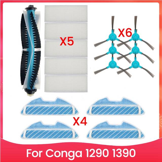 For 1290 1390 Robot Vacuum Cleaner Main Roller Side Brush HEPA Air Filter Mop Cloth Replacement Spare Parts
