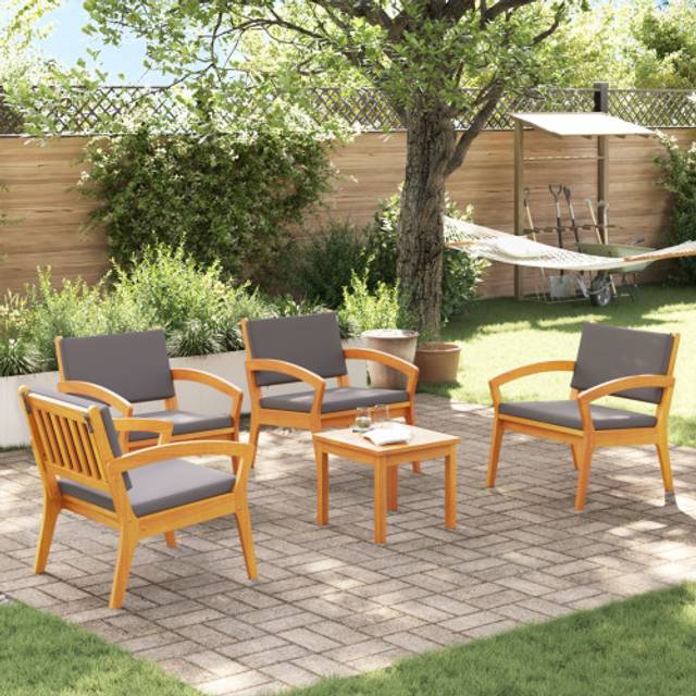 Vidaxl 5-piece Bistro Set With Cushions - Solid Acacia Wood