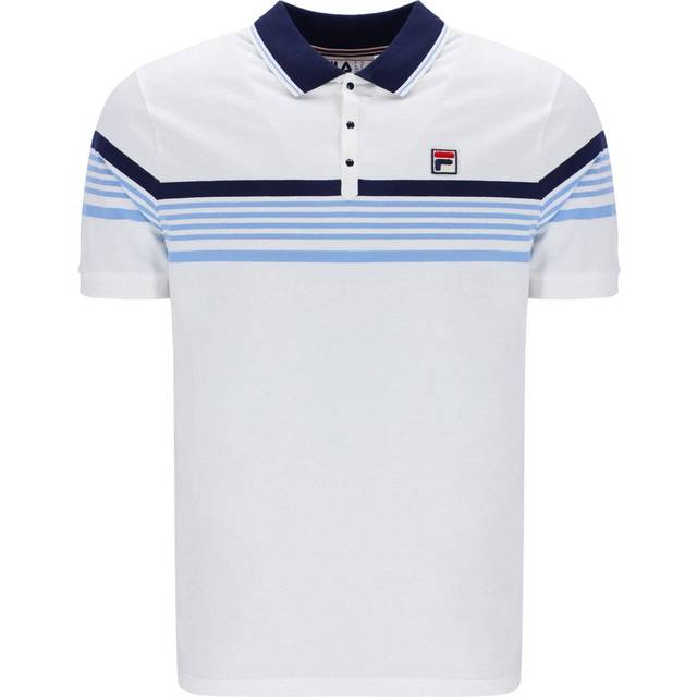 Francis Yarn Dye Stripe Polo Shirt - White/Navy/Vista Blue
