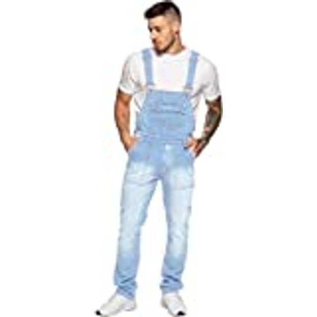 Enzo Herr EZD390 VEN denim Dungarees Overalls, Bleach, 36 (25-pack)