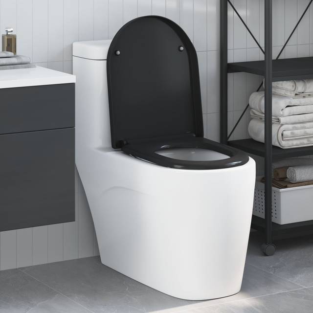 vidaXL Quick Release Toilet Seat with Soft Close Duroplast Black