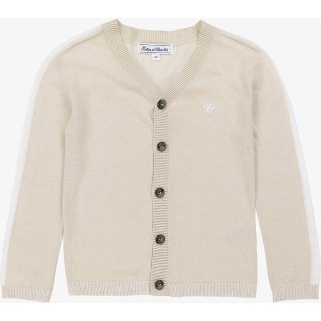 Tartine Et Chocolat Boys Beige Linen & Cotton Knit Cardigan - 5 year