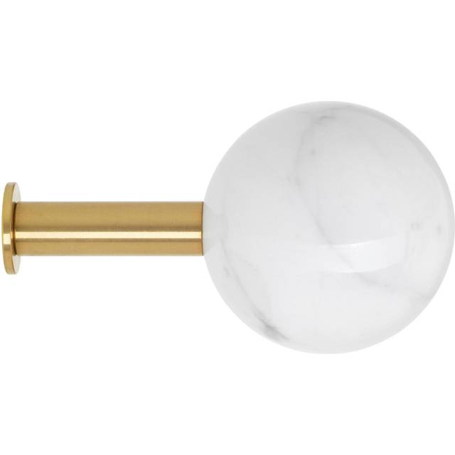 Schönbuch - Dots Stone Wall Hook - Marmor Bianco Carrara weiß/poliert/T 9cm/Ø 5cm/Wandscheibe messing gebürstet - marble Bianco Carrara white (9.0 x 9.0 x &#8960;5.0cm)
