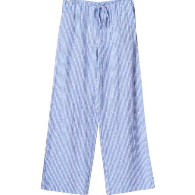 GINA TRICOT Linen Blend Trousers |Blå |S