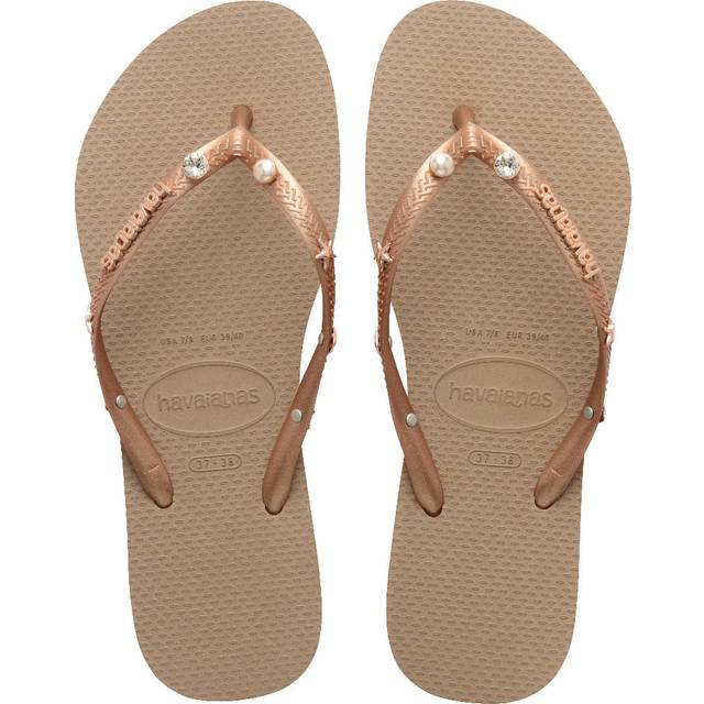 Havaianas Womens Slim Luxury Aqua Flip Flops Rose Gold Multi, 5