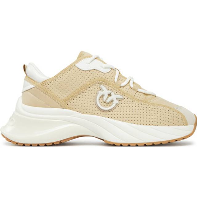 Pinko, Sneakers Ariel ajourées avec logo Love Birds, Sable, 38