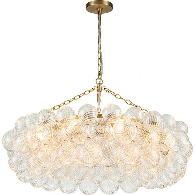 Theresa Cluster Chandelier with Glass Accents - Brushed Gold (19.69&#34; H  x 32.68&#34; W x 32.68&#34; D)