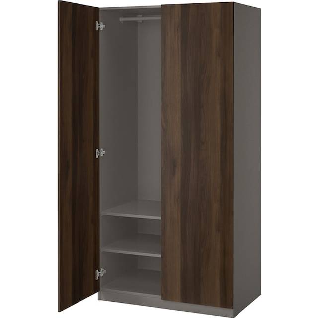 PAX / STORKLINTA garderobskombination, mörkgrå/mörkbrun betsad ekeffekt, 100x60x201 cm