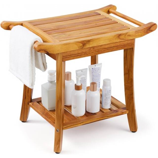 VEVOR Teak Shower Bench 22 x 14.4 x 18.5 in Wood Shower Stool Chair for Bathroom
