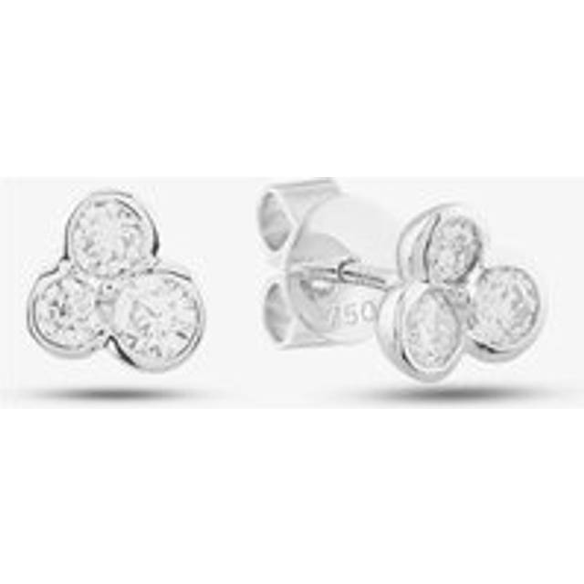 18ct White Gold 0.51ct Brilliant Cut Diamond Three Stone Stud Earrings E37916GW18DD - Silver