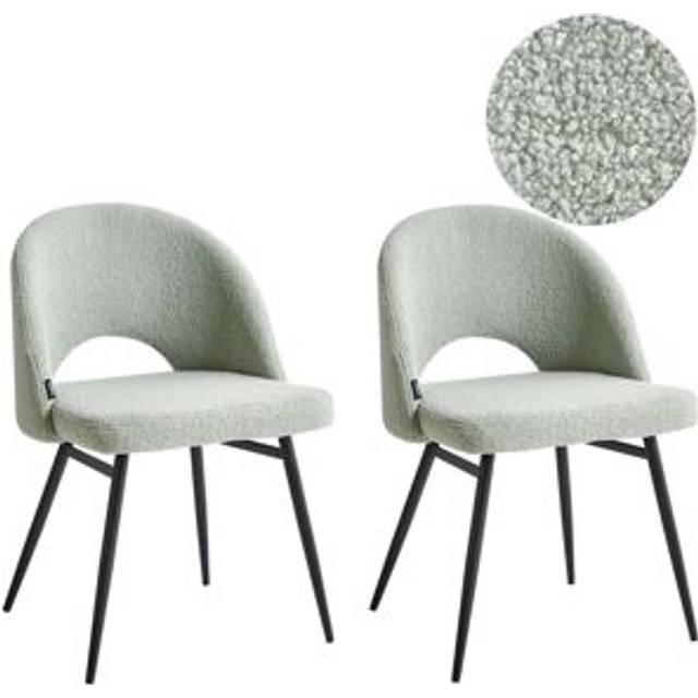 Set of 2 Dining Chairs ONAGA Boucle Light Green