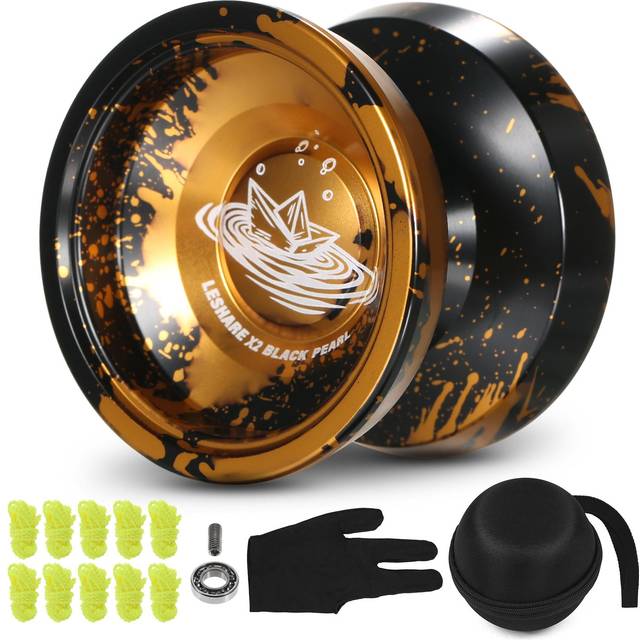 Aluminum Yoyo Ball Competitive Yo Yo Gift with Bearing Strings Glove and Storage Case blue