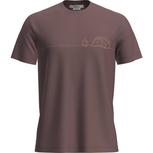 Icebreaker Merino 150 Tech Lite S/S Tee Single Line Camp Merinotröja Herr Storlek XL Färg brun