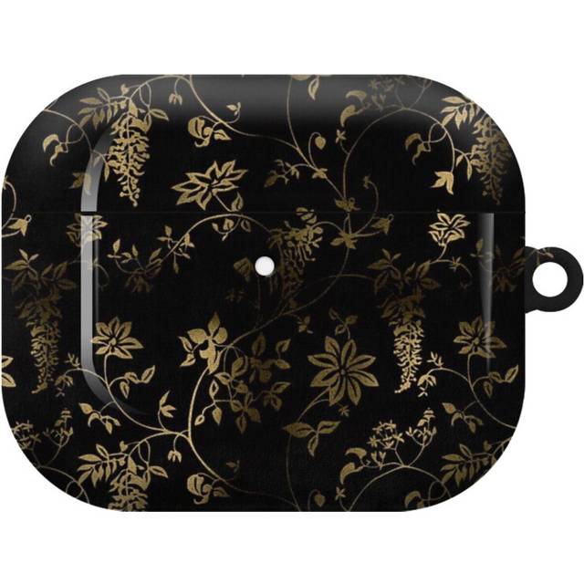 (Black Gold Roses Flowers_7890) AirPods 1/ 2 /3 Pro 2 3 4 5 Cover for Women Girls Protective Compatible with Apple AirPod Hard Shell Case