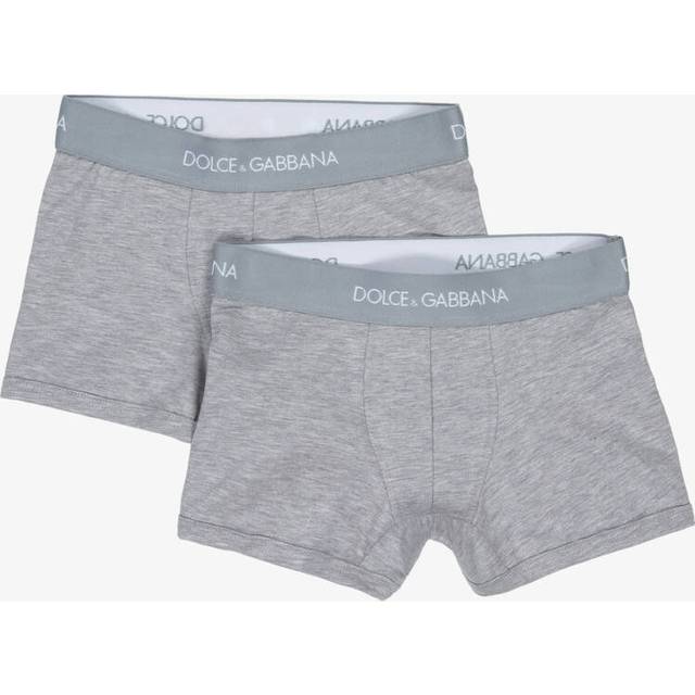 Dolce & Gabbana Boys Grey Jacquard Logo Cotton Boxers (2 Pack) - 12 year