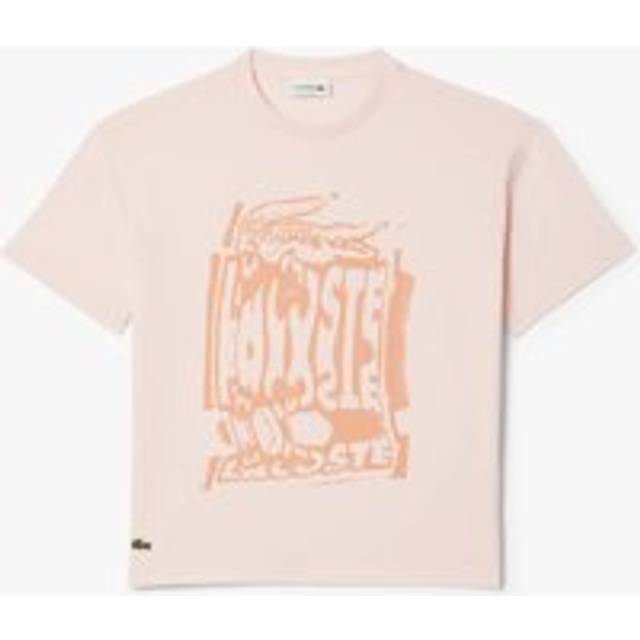 Lacoste Boys Pale Orange Cotton Graphic Crocodile Print T-Shirt - 4 year