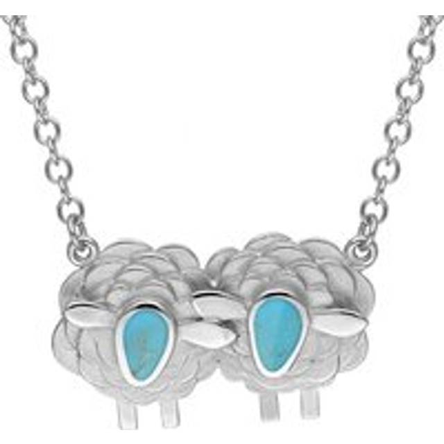 Sterling Silver Turquoise Two Large Sheep Necklace