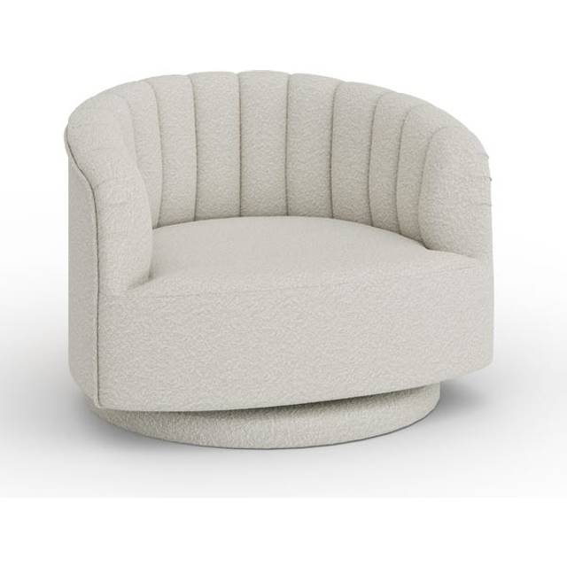 Elena Scalloped Swivel Chair - Ivory